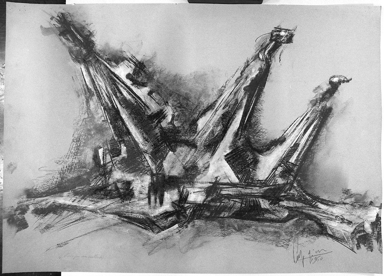 composizione astratta (disegno) di Carpigiani Dante (sec. XX)