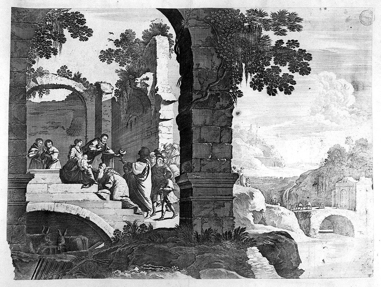 adorazione dei Re Magi (stampa smarginata) - ambito Italia settentrionale (secc. XVI/ XVII)