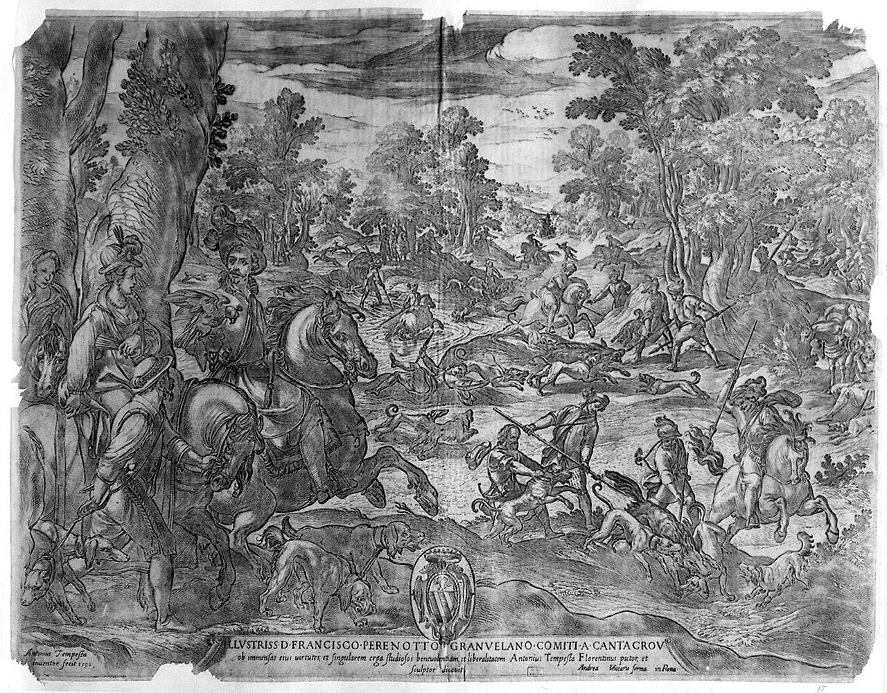 scena di caccia (stampa smarginata) di Tempesta Antonio (sec. XVI)