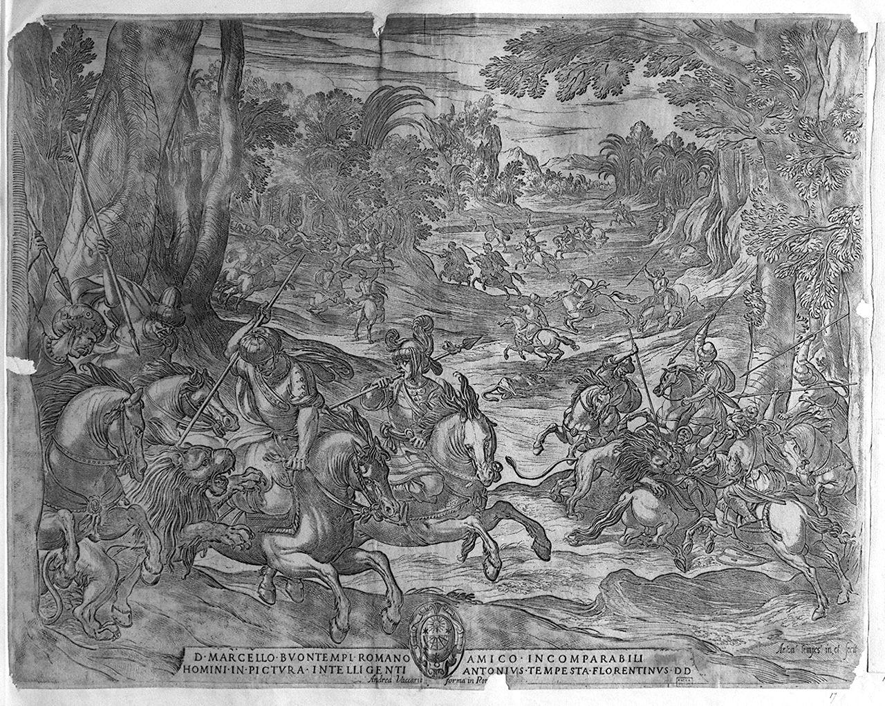 scena di caccia (stampa smarginata) di Tempesta Antonio (inizio sec. XVII)