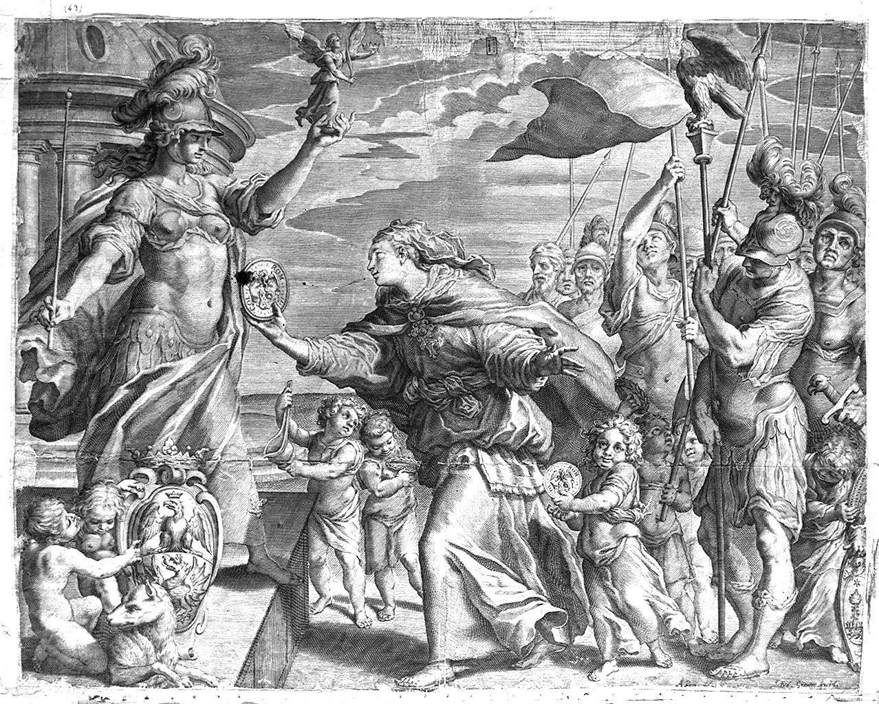 allegoria di casa Borghese (stampa) di Greuter Johann Friedrich, Circignani Antonio detto Pomarancio (sec. XVII)