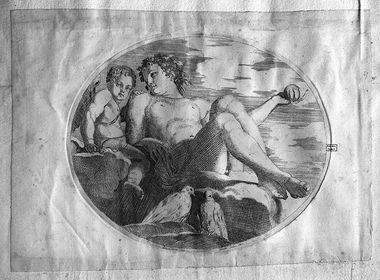 Venere e Cupido (stampa) di Dauphin Oliviero, Carracci Annibale (sec. XVII)