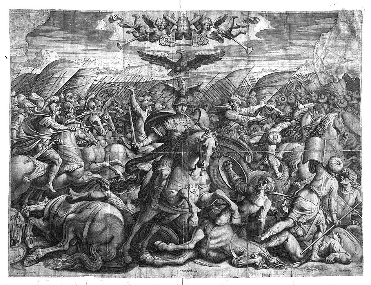 battaglia tra Cristiani e Turchi (stampa smarginata) di Villamena Francesco, Tempesta Antonio (sec. XVII)