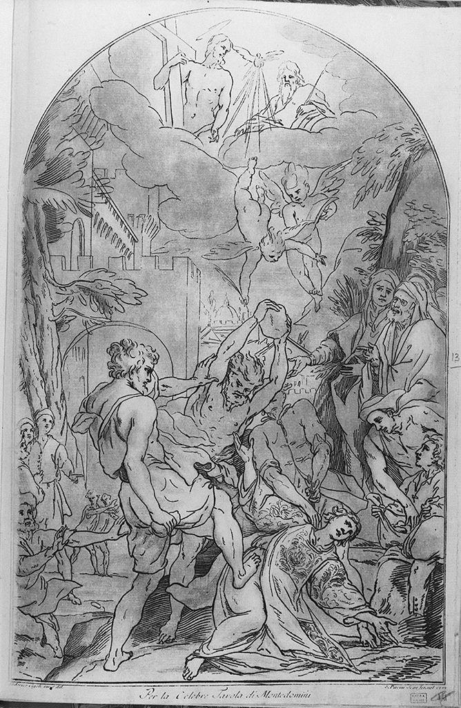 lapidazione di Santo Stefano (stampa smarginata) di Pacini Sante, Cardi Ludovico detto Cigoli (sec. XVIII)