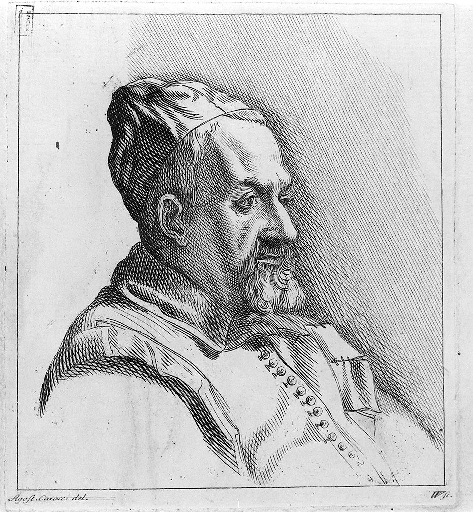 ritratto di ecclesiastico (stampa) di Wagner Joseph, Carracci Agostino (metà sec. XVIII)