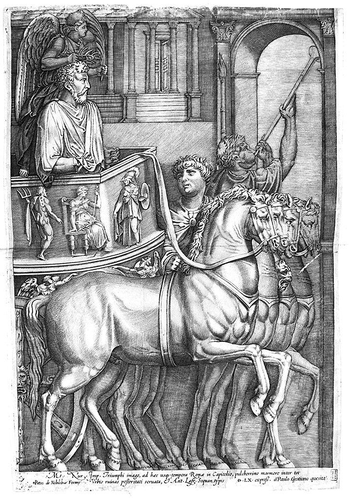 trionfo di Marco Aurelio, imperatore in trionfo (stampa smarginata) di Lafrery Antoine (sec. XVI)