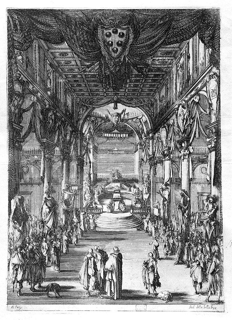 funerali di Francesco I de' Medici granduca di Toscana (stampa) di Della Bella Stefano, Parigi Alfonso II (sec. XVII)