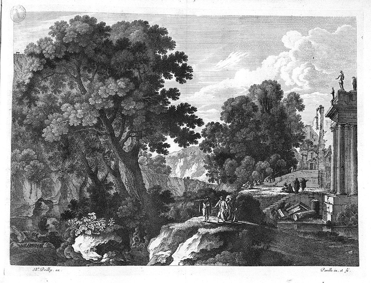 paesaggio con rovine (stampa) di Perelle Gabriel (sec. XVII)