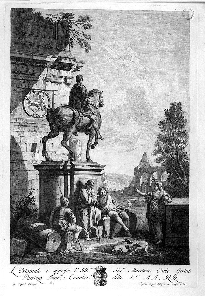 paesaggio con rovine (stampa) di Zocchi Cosimo, Zocchi Giuseppe (sec. XVIII)
