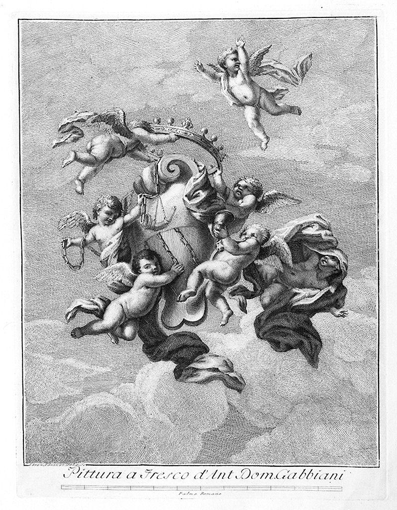 putti reggistemma (stampa) di Lorenzi Lorenzo, Gabbiani Anton Domenico (sec. XVIII)