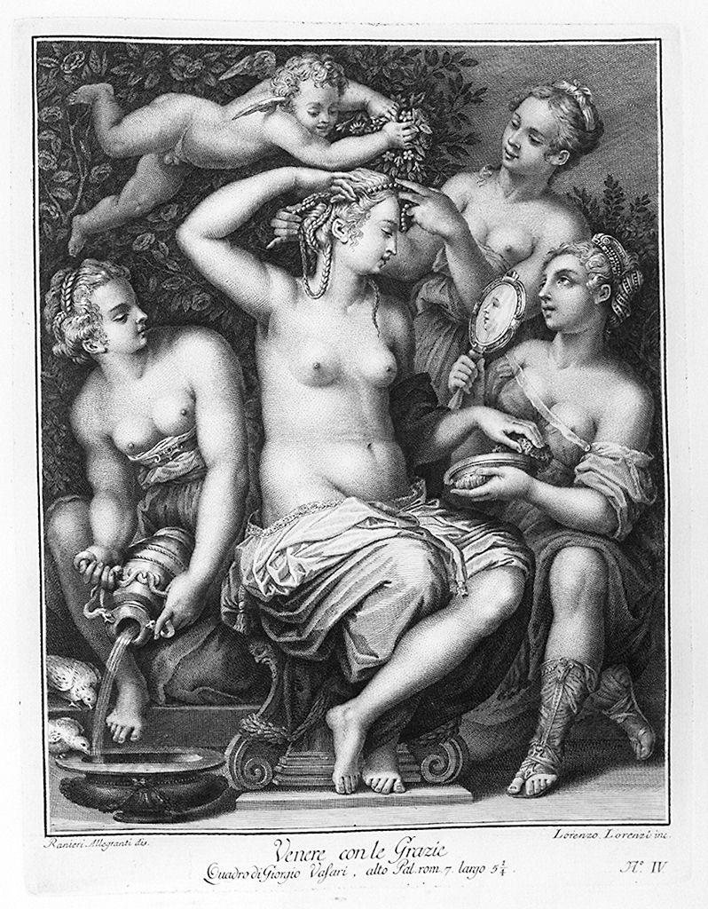 Venere al bagno (stampa) di Lorenzi Lorenzo, Allegrandi Ranieri, Vasari Giorgio (sec. XVIII)