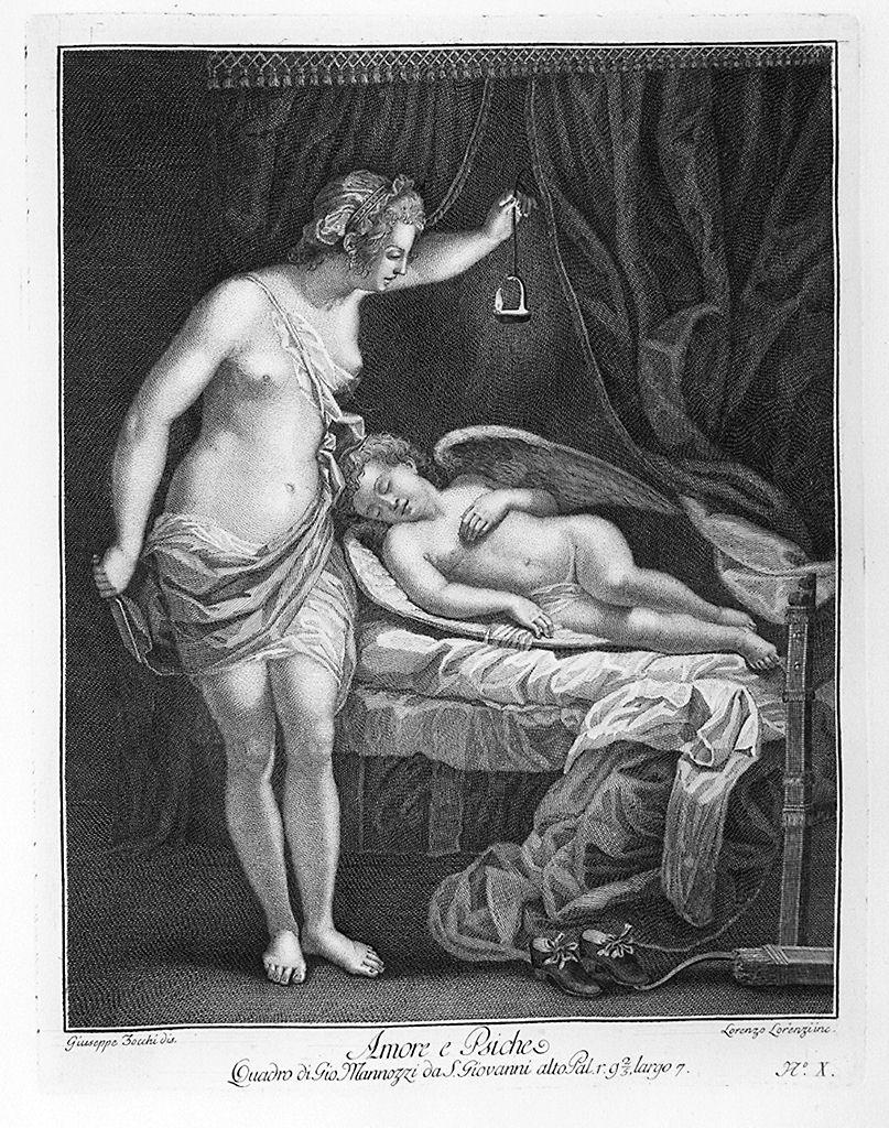 Cupido e Psiche (stampa) di Lorenzi Lorenzo, Zocchi Giuseppe, Mannozzi Giovanni detto Giovanni da San Giovanni (sec. XVIII)