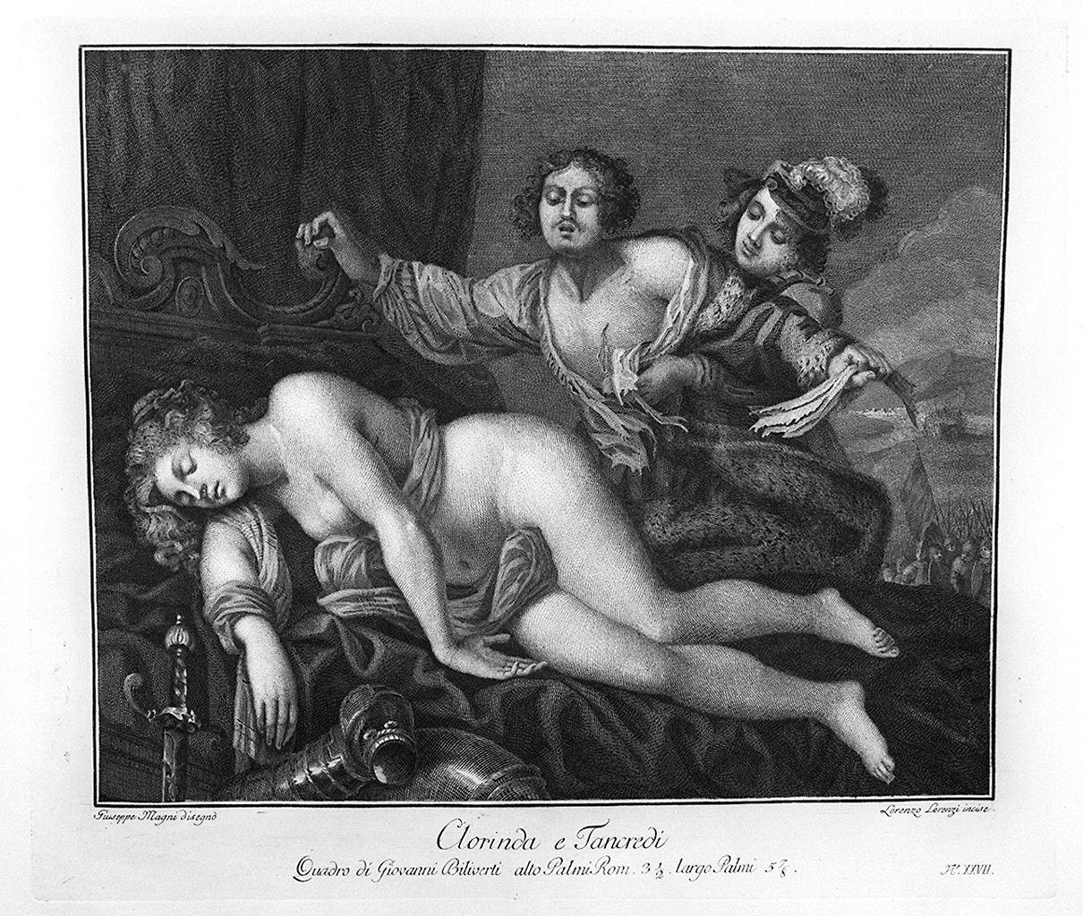 Tancredi e Clorinda (stampa) di Lorenzi Lorenzo, Magni Giuseppe, Bilivert Giovanni (sec. XVIII)