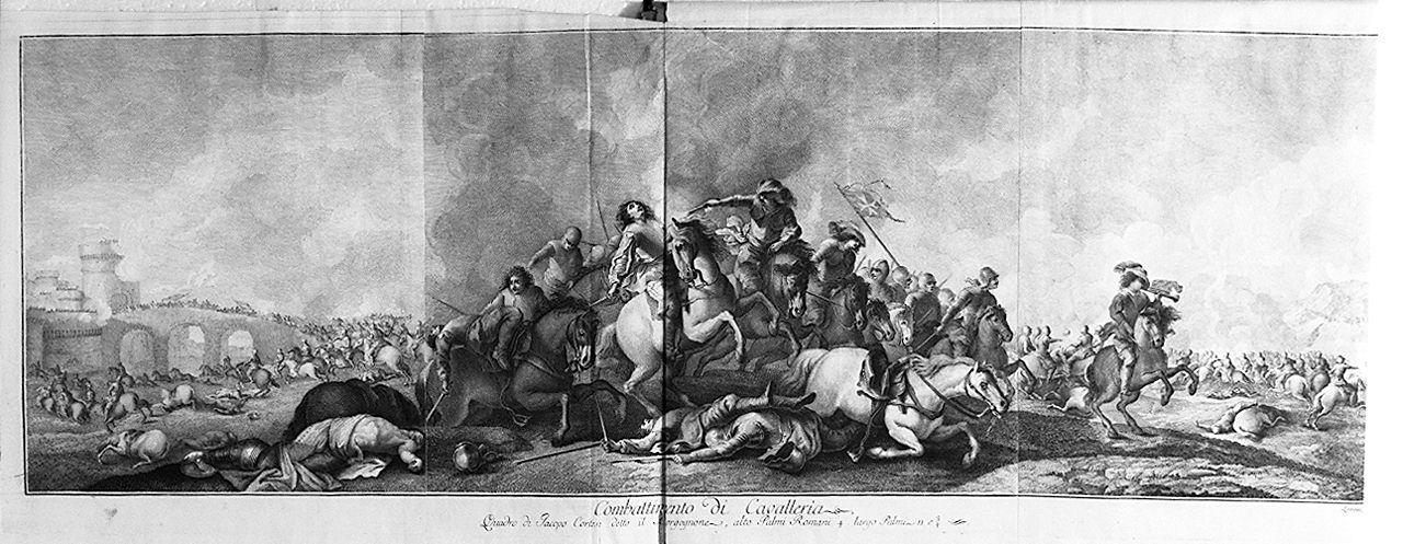 lotta di cavalieri (stampa) di Lorenzi Lorenzo, Courtois Guillaume detto Borgognone (sec. XVIII)