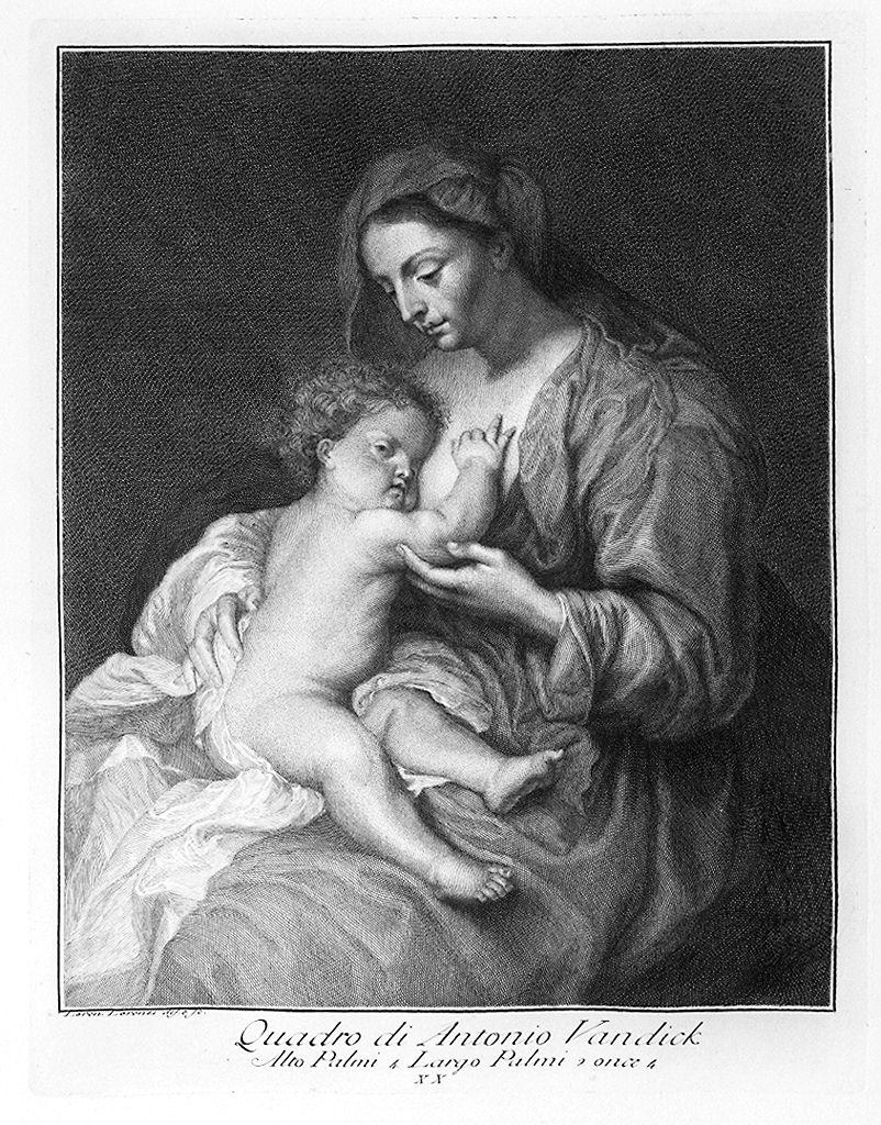 Madonna con Bambino (stampa) di Lorenzi Lorenzo, Van Dyck Antonie (sec. XVIII)