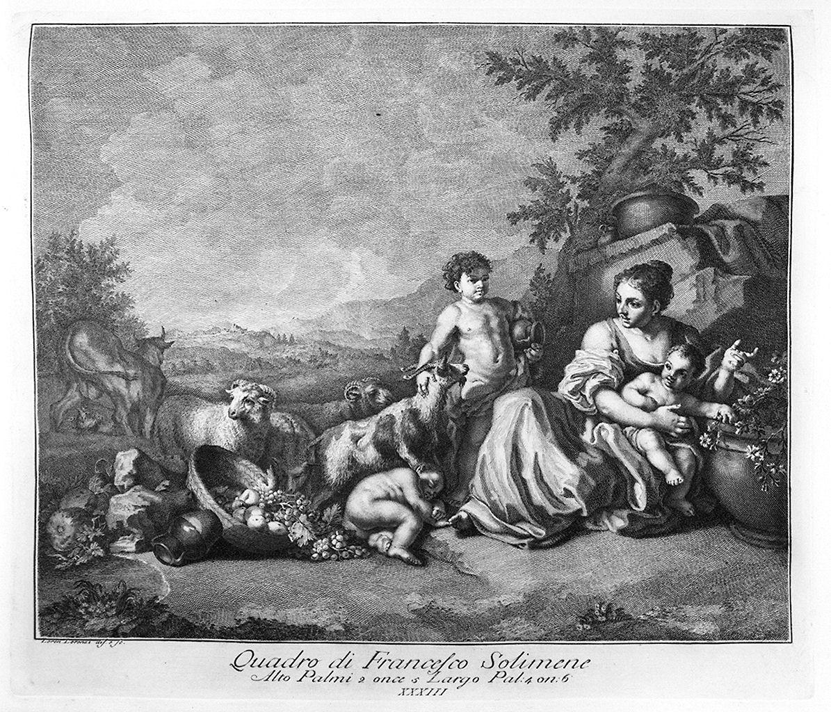 scena pastorale (stampa) di Lorenzi Lorenzo, Solimena Francesco (sec. XVIII)