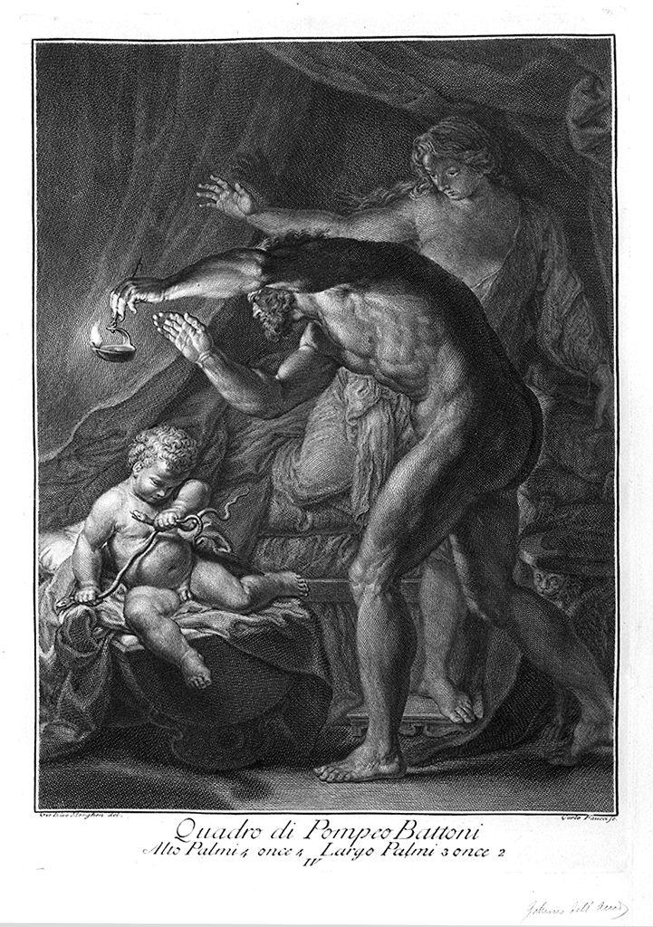 Ercole bambino soffoca i serpenti (stampa) di Faucci Carlo, Morghen Giovanni Elia, Batoni Pompeo (sec. XVIII)