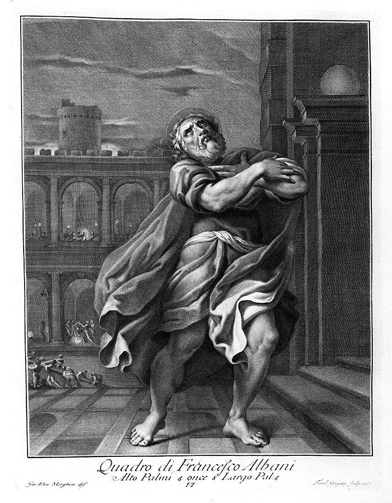 Flevit amare, pentimento di San Pietro (stampa) di Gregori Ferdinando, Morghen Giovanni Elia, Albani Francesco (sec. XVIII)