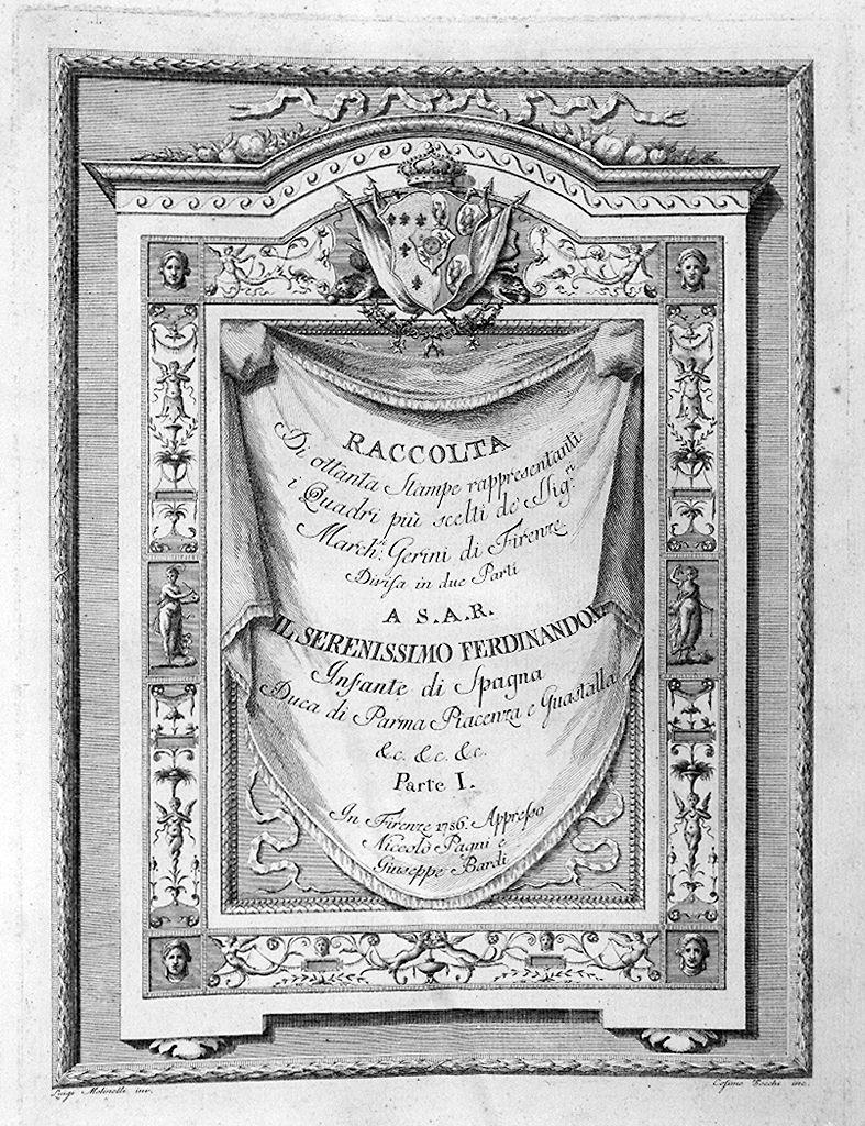 motivi decorativi a grottesche (stampa) di Zocchi Cosimo, Molinelli Luigi (sec. XVIII)