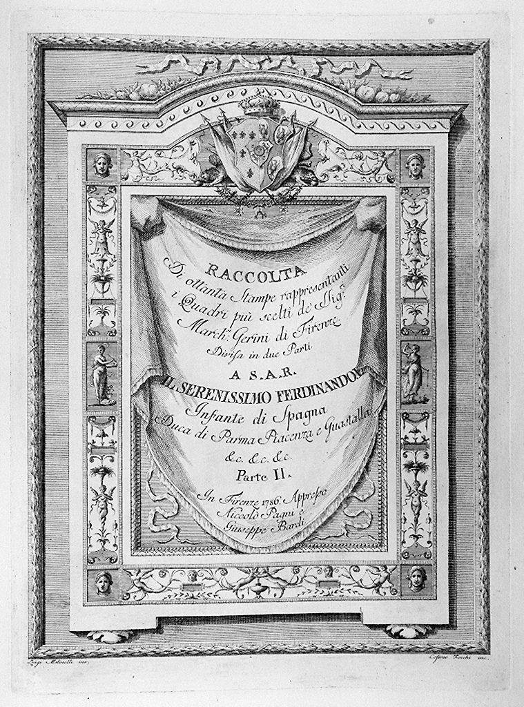 motivi decorativi a grottesche (stampa) di Zocchi Cosimo, Molinelli Luigi (sec. XVIII)