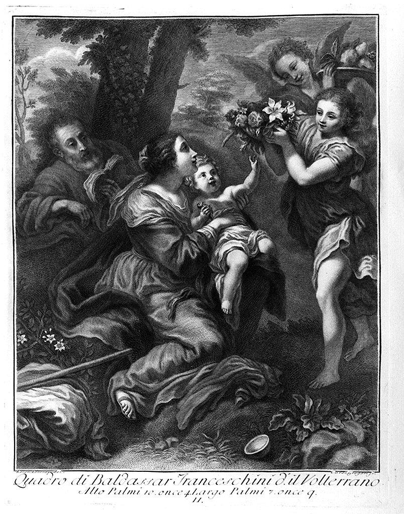 riposo nella fuga in Egitto (stampa) di Gregori Carlo, Lorenzi Lorenzo, Franceschini Baldassarre detto Volterrano (sec. XVIII)