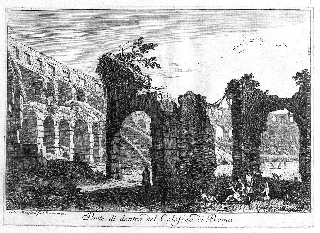 interno del Colosseo a Roma (stampa) di Manglard Adrien (sec. XVIII)