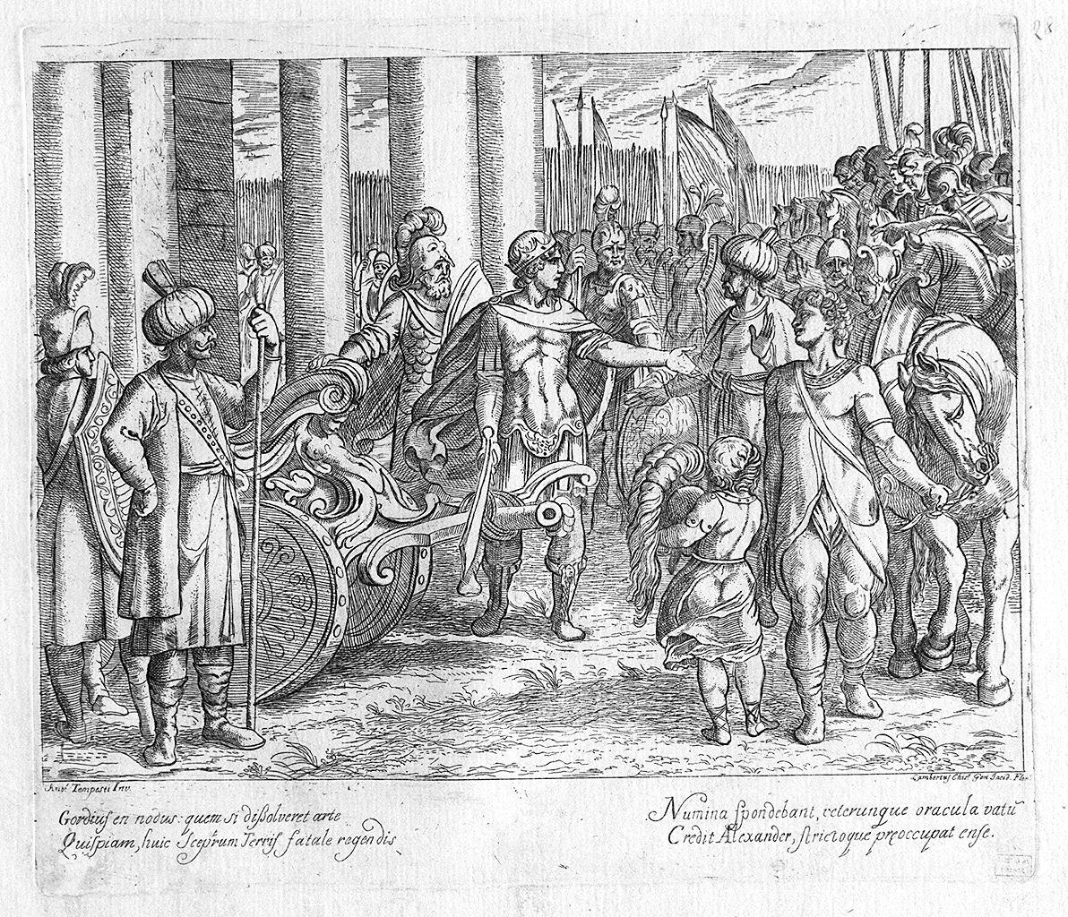 Alessandro Magno taglia il nodo gordiano (stampa) di Gori Lamberto Cristiano, Tempesta Antonio (seconda metà sec. XVIII)
