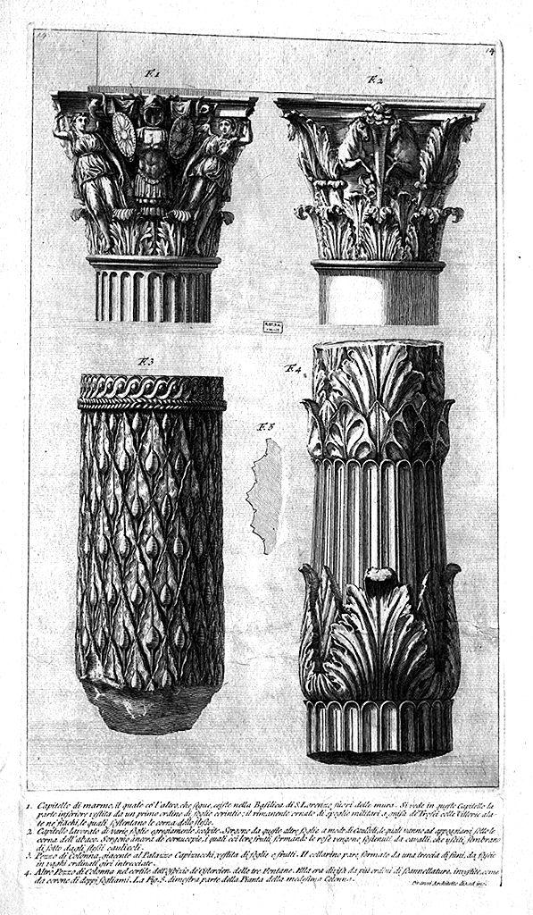 capitelli e colonne (stampa) di Piranesi Francesco (sec. XVIII)