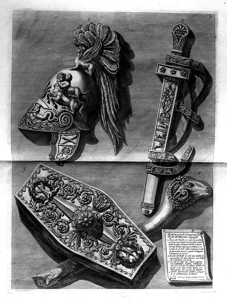 trofeo di armi (stampa) di Piranesi Francesco (sec. XVIII)