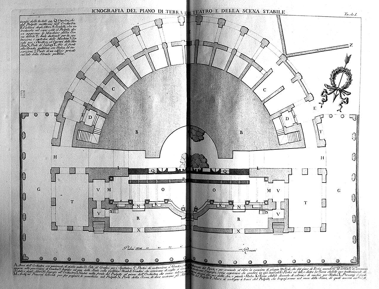 pianta del teatro romano d'Ercolano (stampa) di Piranesi Francesco (sec. XVIII)