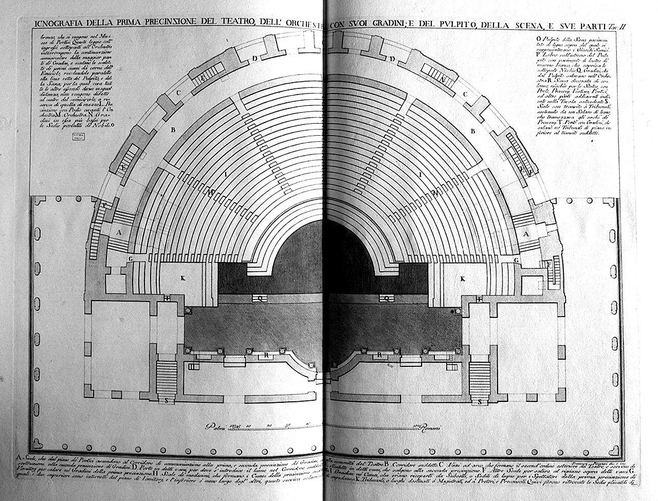 pianta del teatro romano d'Ercolano (stampa) di Piranesi Francesco (sec. XVIII)