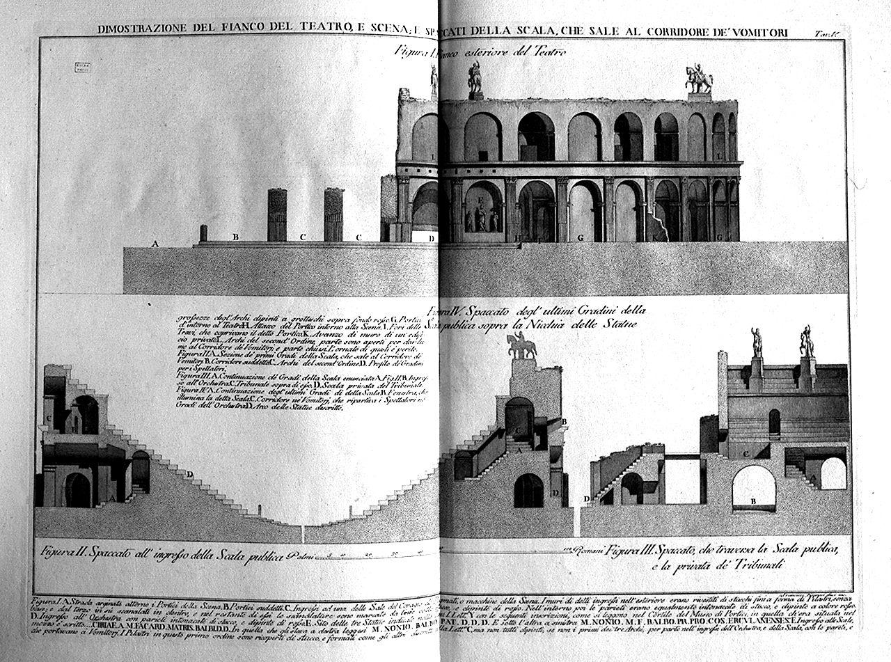 veduta e sezione del teatro romano d'Ercolano (stampa) di Piranesi Francesco (sec. XVIII)