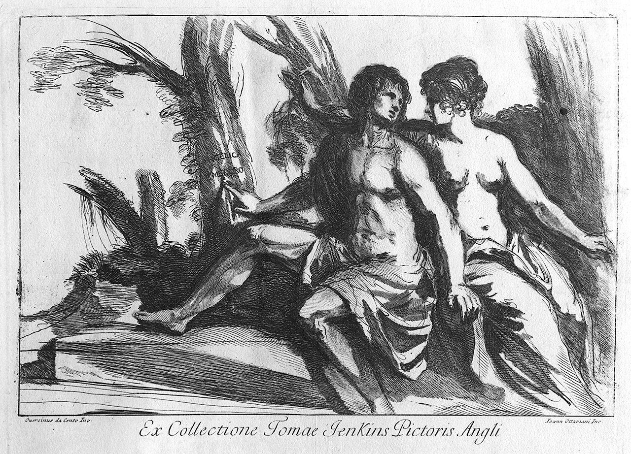 Angelica e Medoro incidono i loro nomi sulla corteccia dell'albero (stampa) di Ottaviani Giovanni, Barbieri Giovanni Francesco detto Guercino (seconda metà sec. XVIII)