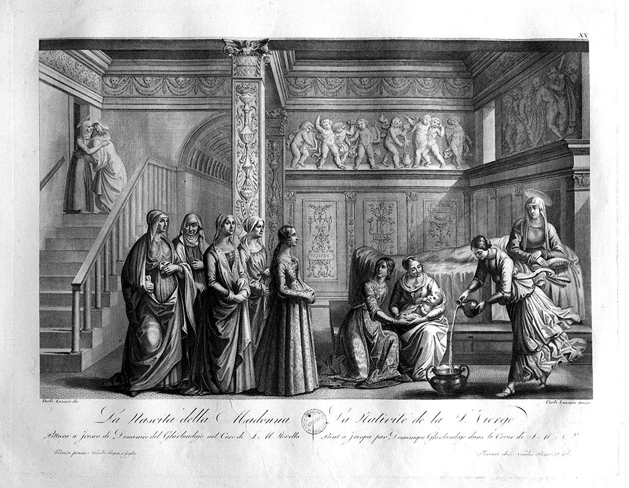 nascita di Maria Vergine (stampa) di Lasinio Carlo, Lasinio Giovanni Paolo, Bigordi Domenico detto Domenico Ghirlandaio (sec. XIX)