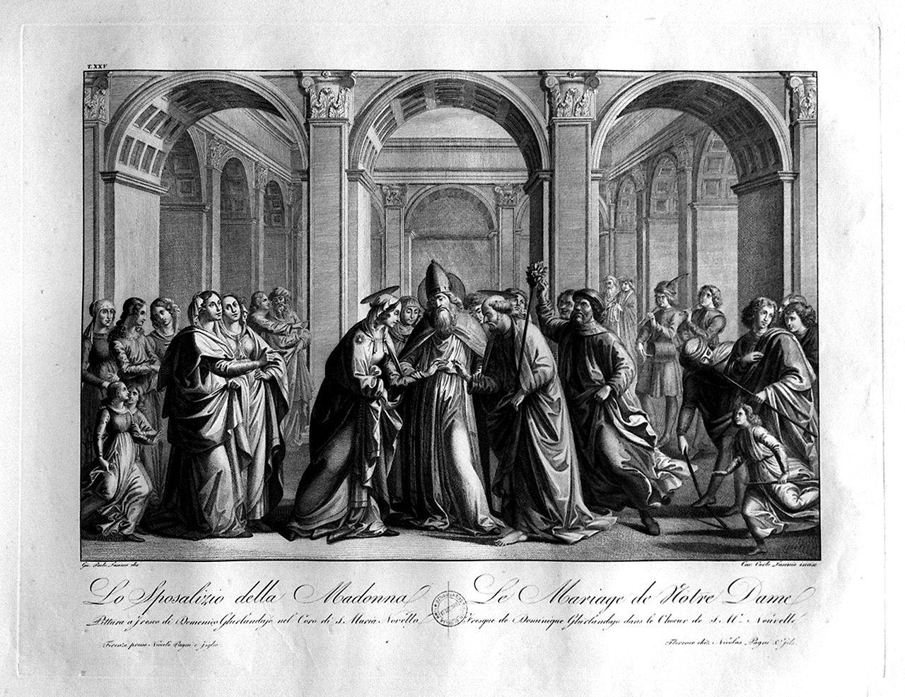sposalizio di Maria Vergine (stampa) di Lasinio Carlo, Lasinio Giovanni Paolo, Bigordi Domenico detto Domenico Ghirlandaio (sec. XIX)