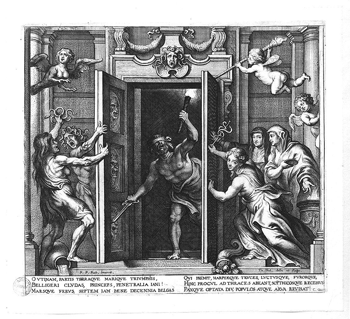 apertura delle porte del tempio di Giano (stampa) di Van Thulden Theodor, Rubens Pieter Paul (sec. XVII)