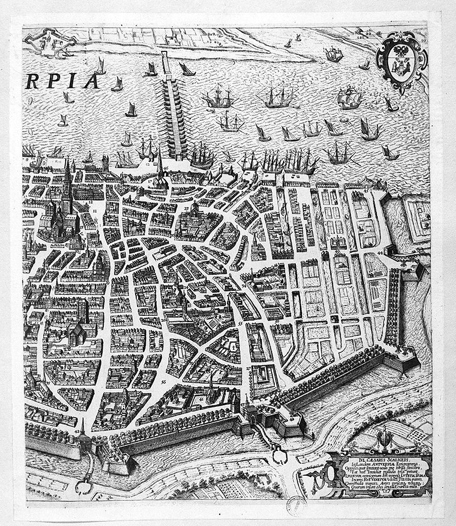 pianta della città di Anversa con la Schelda (stampa) di Van Thulden Theodor (sec. XVII)