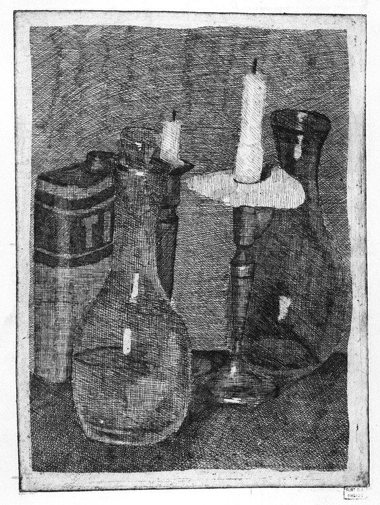 natura morta con candele (stampa) di Barbisan Giovanni (sec. XX)