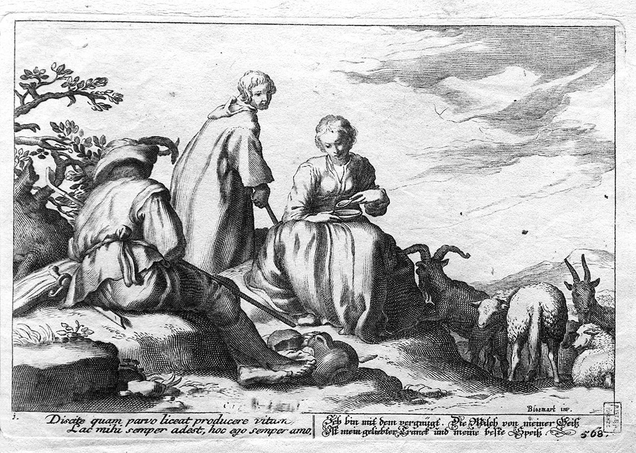 scena pastorale (stampa) di Bloemaert Adrian (prima metà sec. XVII)