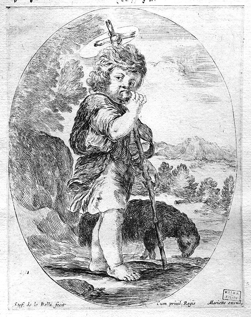 San Giovannino con l'agnello (stampa) di Della Bella Stefano (sec. XVII)