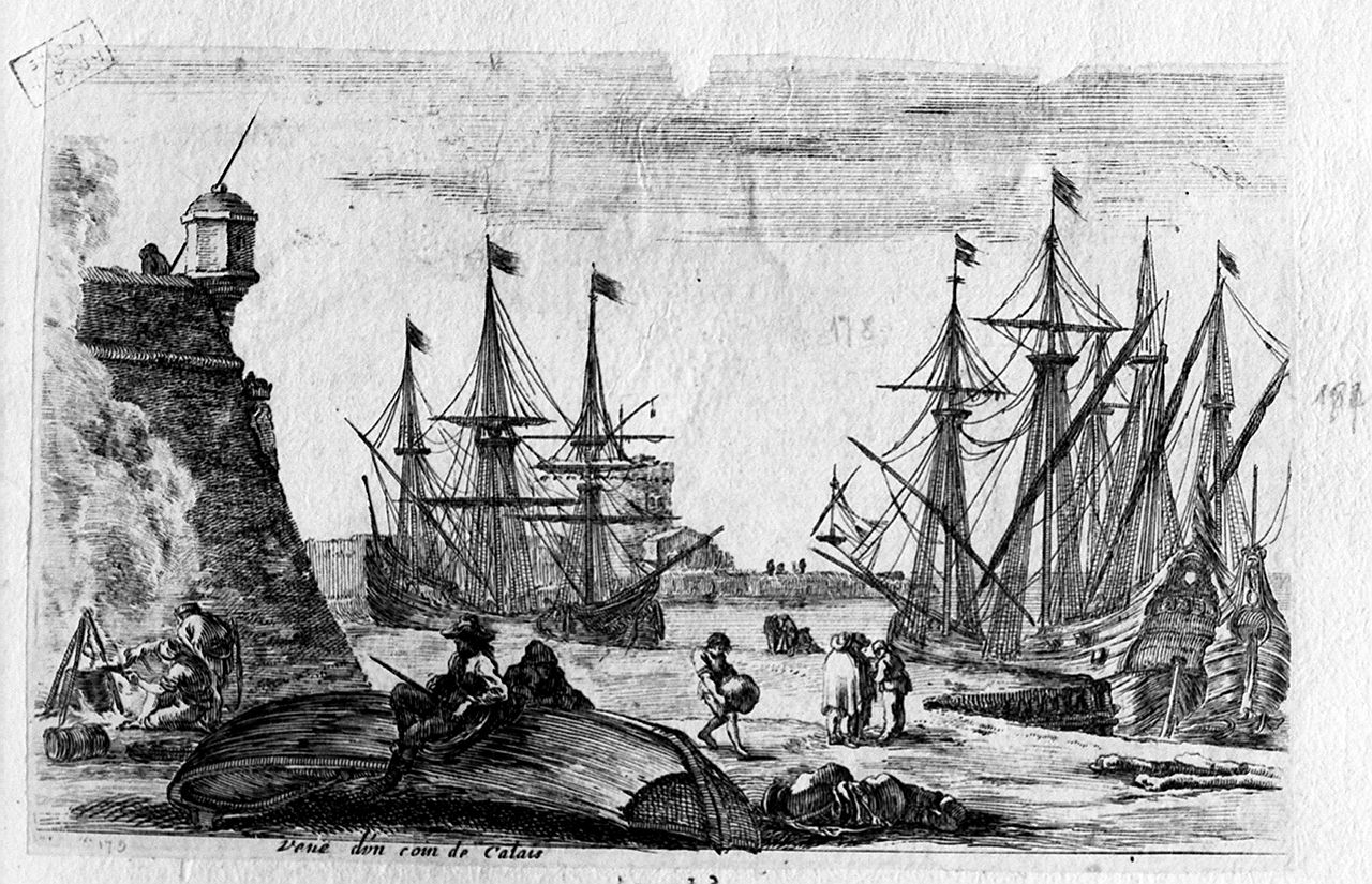 veduta del porto di Calais (stampa, serie) di Della Bella Stefano (sec. XVII)