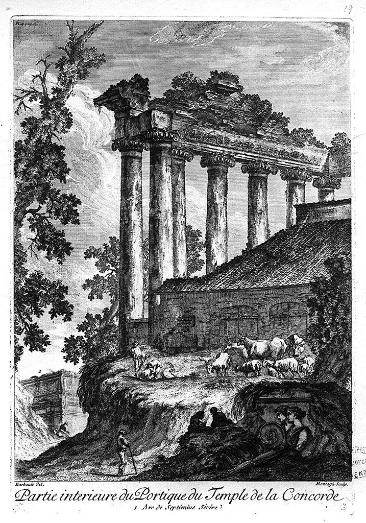 parte interna del portico del tempio della Concordia (stampa) di Barbault Jean, Montagu Domenico (sec. XVIII)