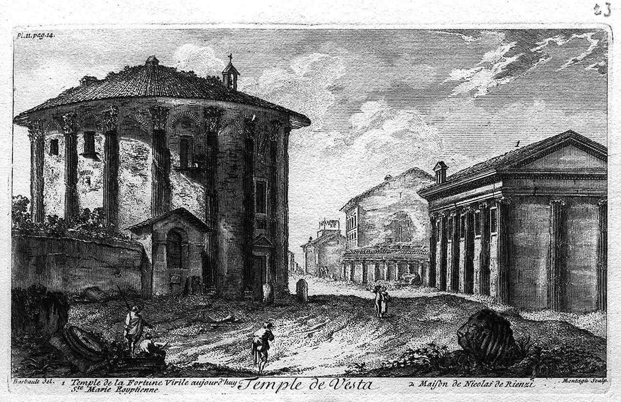 tempio di Vesta (stampa) di Barbault Jean, Montagu Domenico (sec. XVIII)