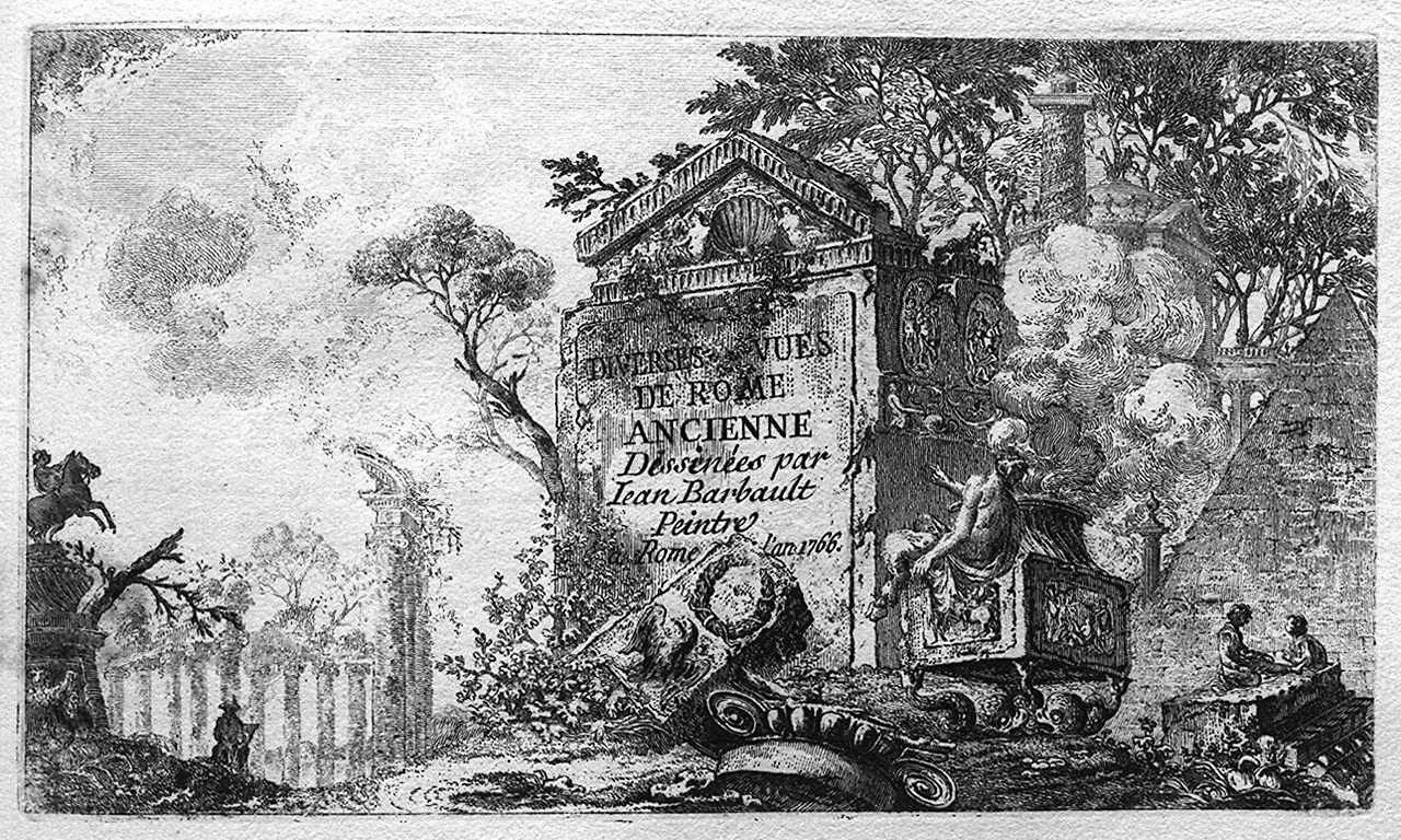 veduta di rovine antiche (stampa) di Barbault Jean (sec. XVIII)