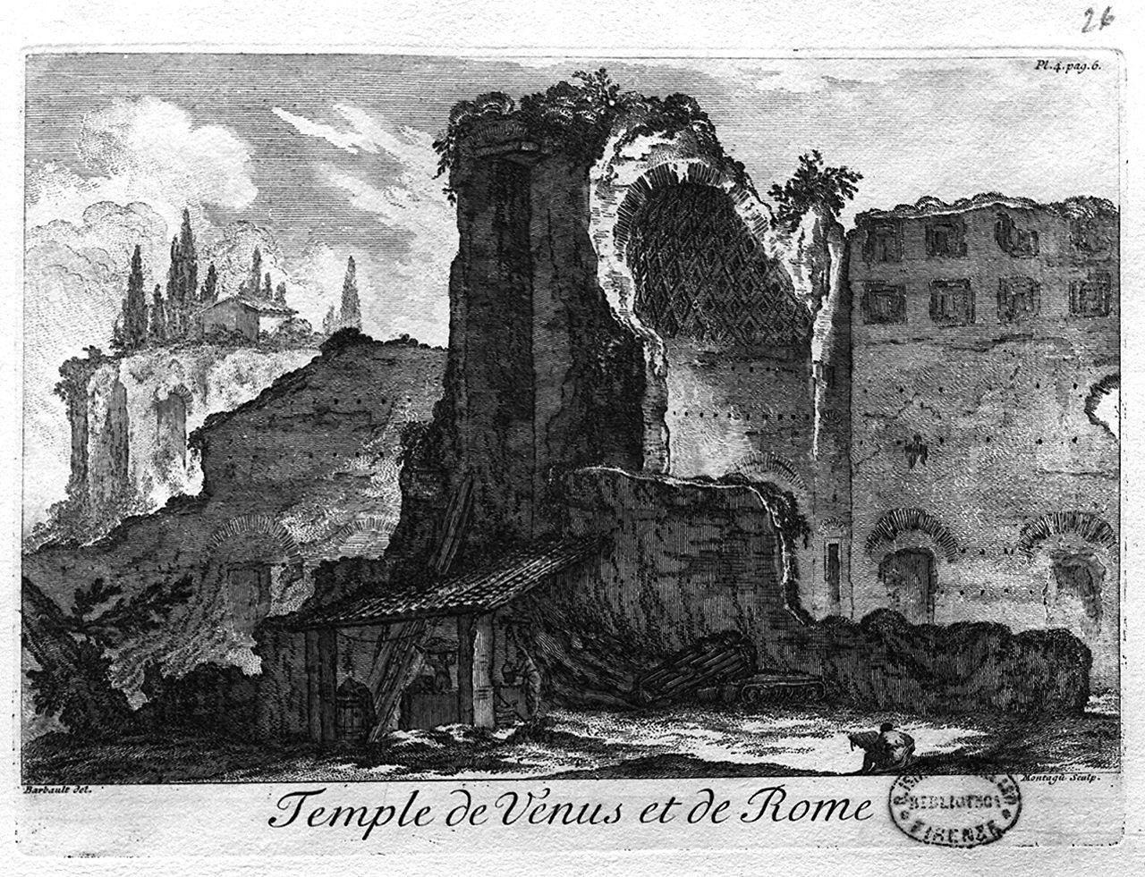 tempio di Venere e Roma (stampa) di Barbault Jean, Montagu Domenico (sec. XVIII)