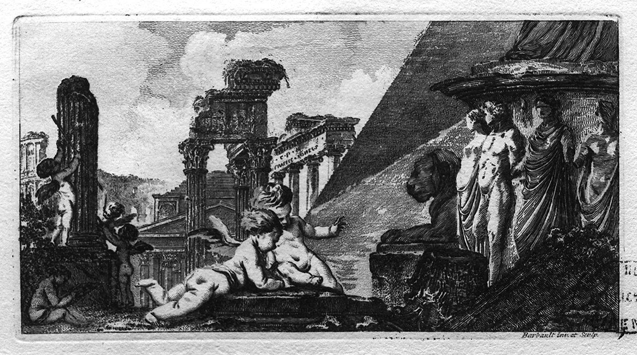 paesaggio con rovine (stampa) di Barbault Jean (metà sec. XVIII)