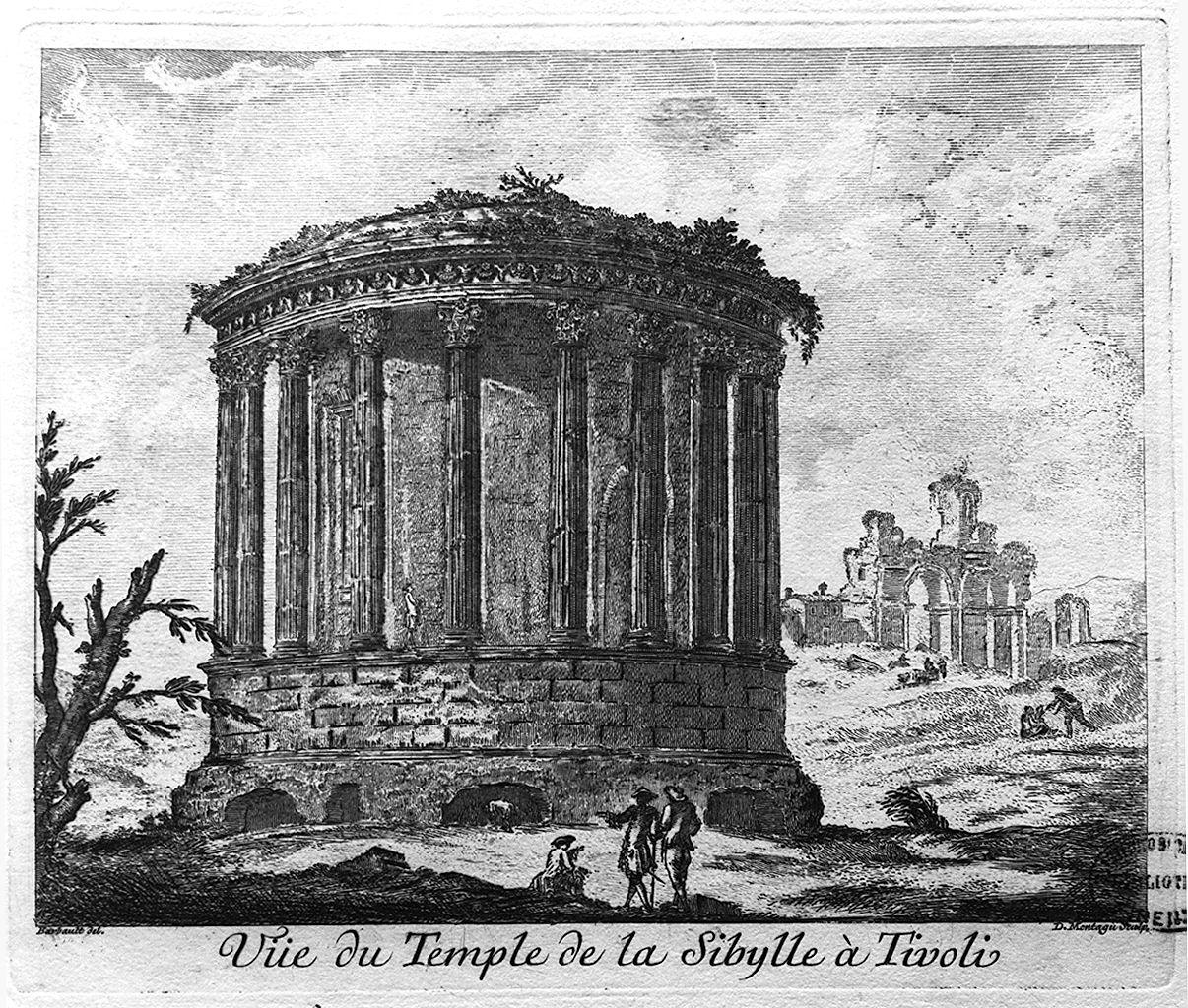 veduta del tempio della Sibilla a Tivoli (stampa) di Barbault Jean, Montagu Domenico (metà sec. XVIII)
