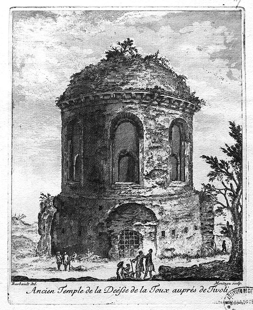 veduta del tempio della Tosse a Tivoli (stampa) di Barbault Jean, Montagu Domenico (metà sec. XVIII)
