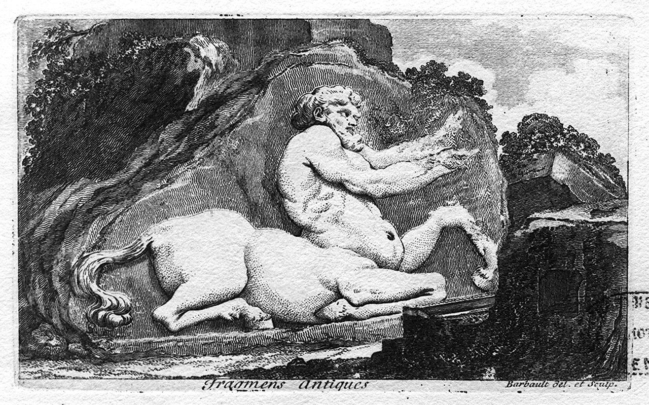 frammento con centauro (stampa) di Barbault Jean (metà sec. XVIII)