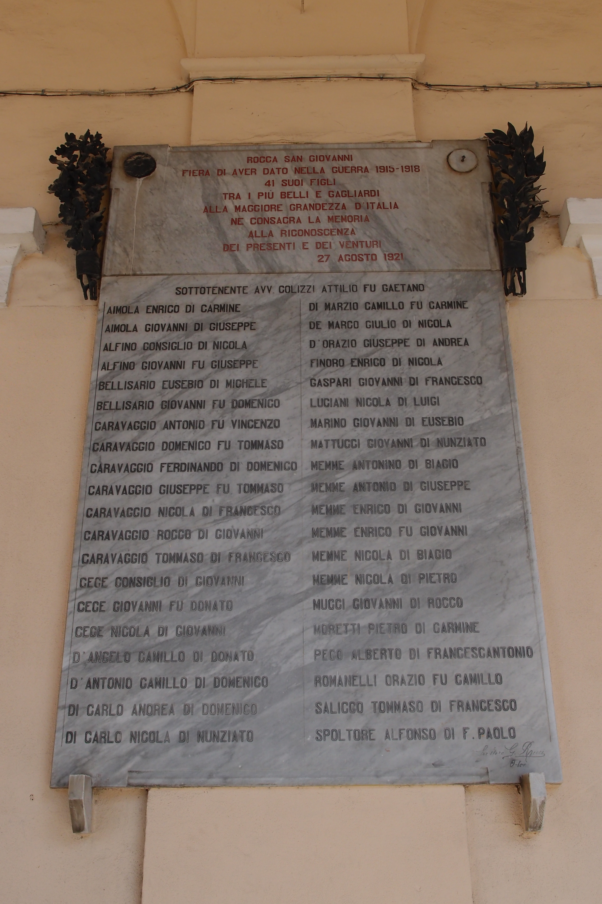 lapide commemorativa ai caduti di Ricci Gildo (sec. XX)